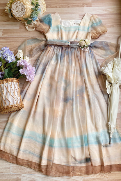 マーブルアートハイウエストマークロリータドレス