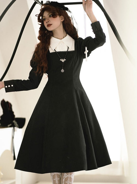 Redemption Cross OP】withpuji original design Gothic nun style long-sleeved dress autumn lolita
