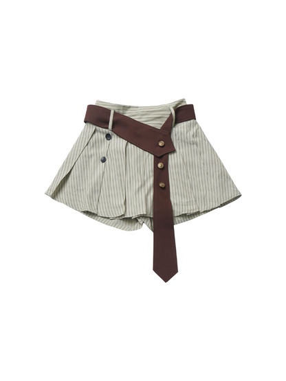 Pinksavior [Lime Iced Tea] Striped Fresh Daily Shirt Skirt Casual Couple Set