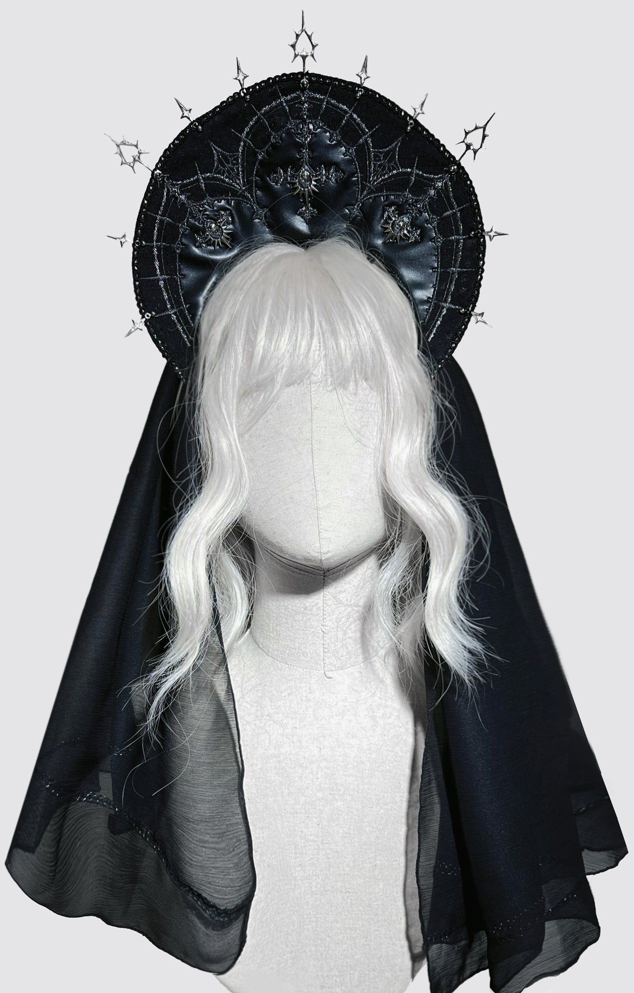 ダークナイトゴシックロリータドレス+ベールヘアアクセサリー