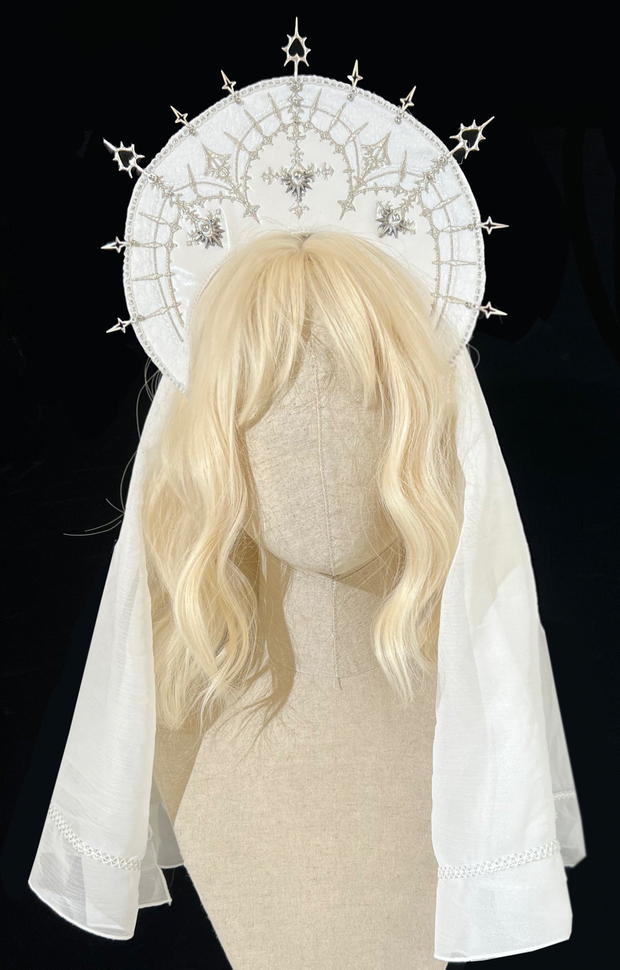 ダークナイトゴシックロリータドレス+ベールヘアアクセサリー