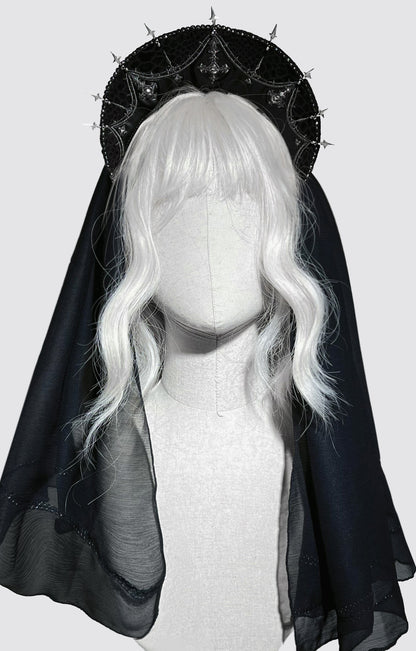 ダークナイトゴシックロリータドレス+ベールヘアアクセサリー