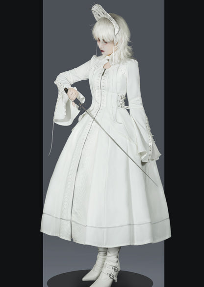ダークナイトゴシックロリータドレス+ベールヘアアクセサリー