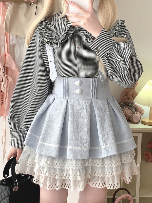 Gingham Check Big Color Blouse