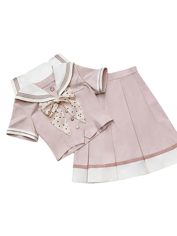 [Reservations] Retro Sweet Summer Sailor Top + Pleated Skirt + Dot Ribbon