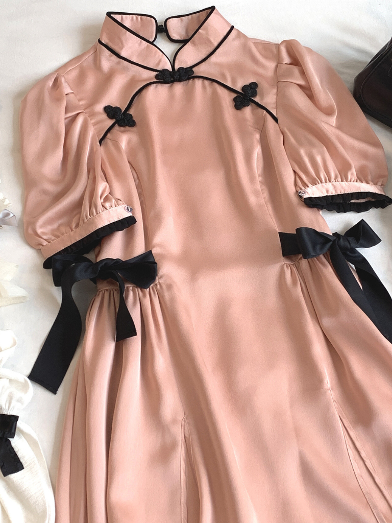 China Detail Satin One-Piece Dress