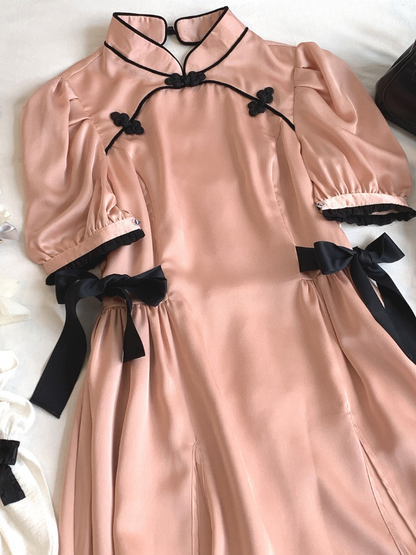 China Detail Satin One-Piece Dress