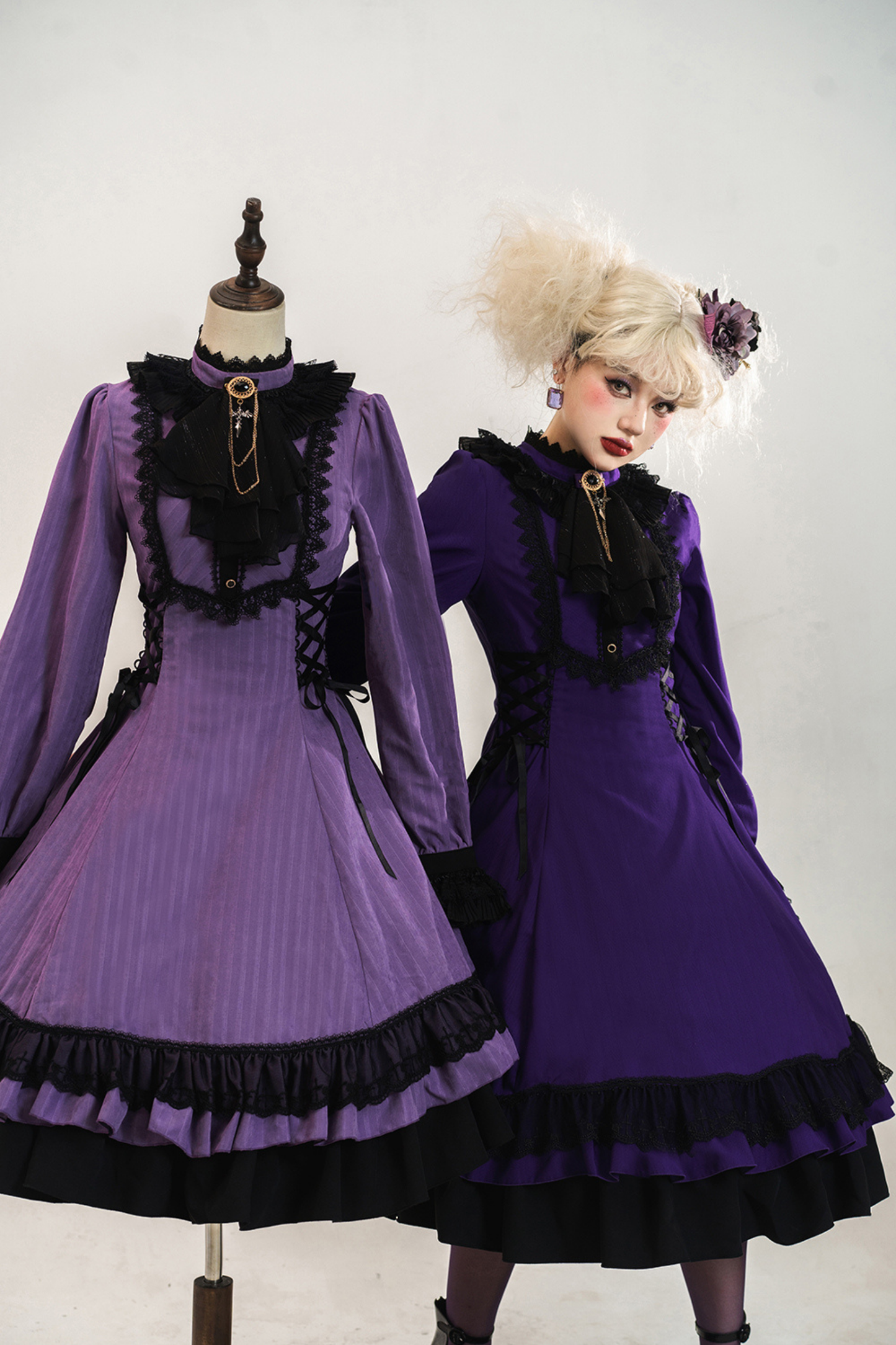 Retro Striped Elegant Gothic Lolita Dress