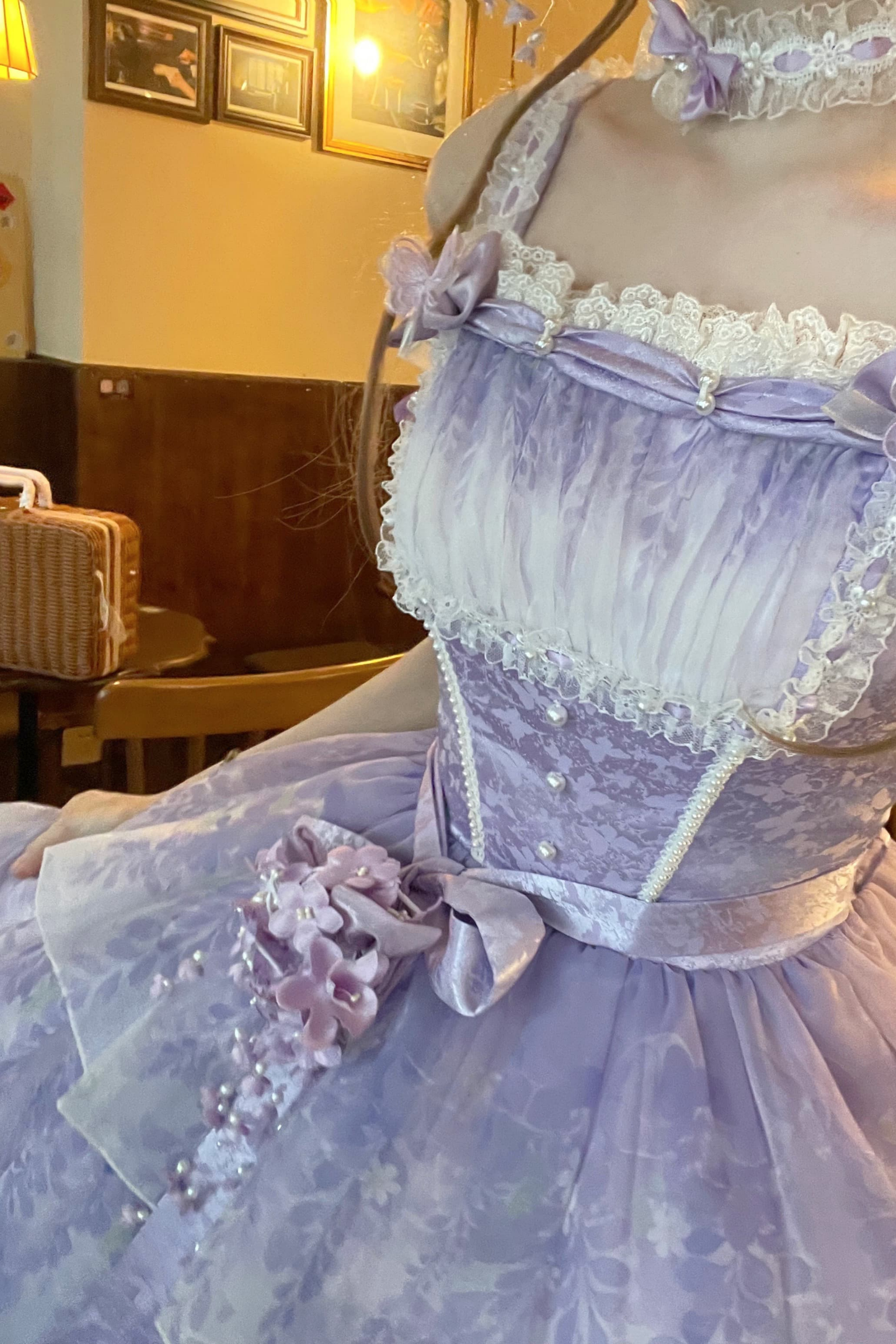 【予約商品】バレエスタイルエレガントドレス+ハット+ヘアバンド+リボンテール