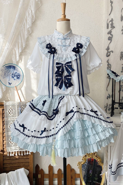 [3월 18일 예약마감] 차이나 드림 원피스 + 점퍼 스커트 + 소매 + 레그 워머 + 머리띠 + 칼라 + 클립 + 리본 + 공주 소매