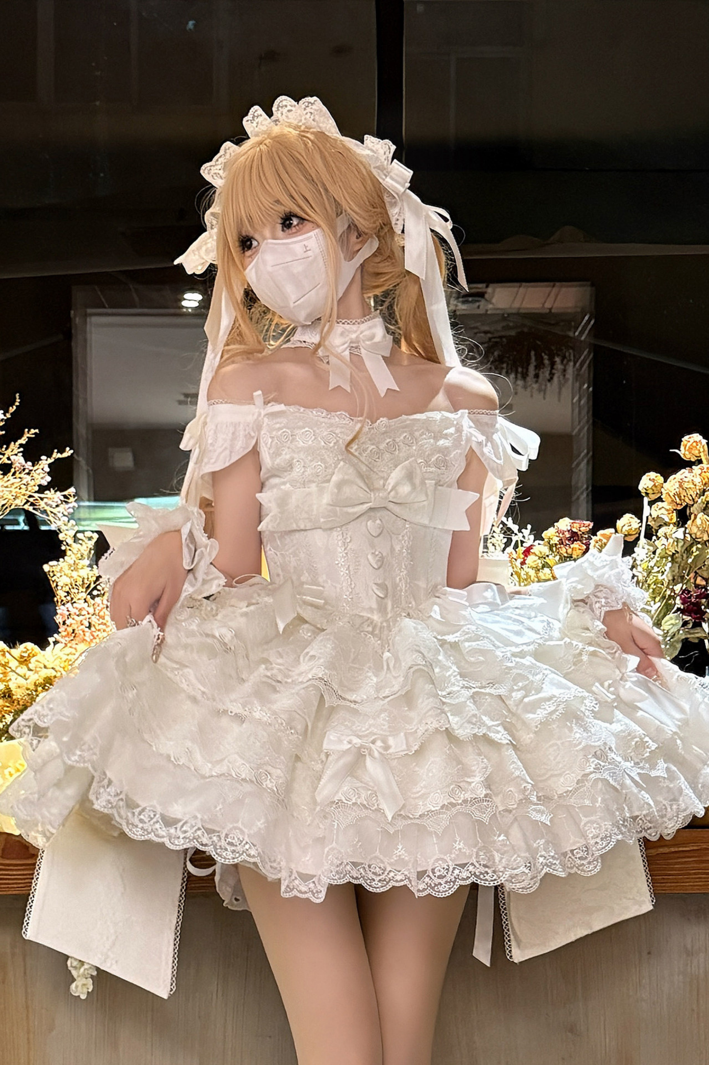 【予約商品】プリンセスバレエケーキロリータドレス+ヘアバンド+ネックレス+スリーブ+テール