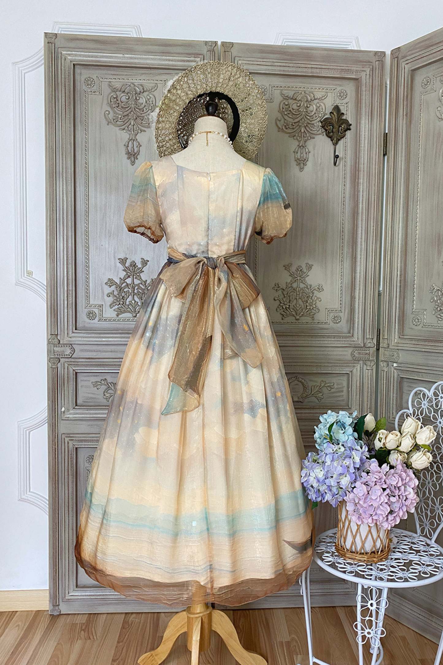 マーブルアートハイウエストマークロリータドレス