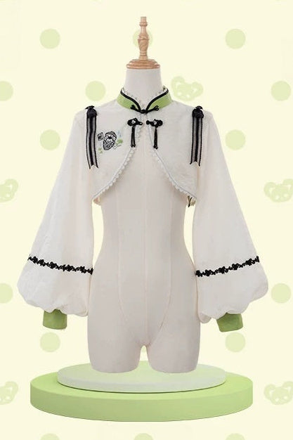 [Pre-order Deadline: October 25] Pink x White/Green x Beige Chinoiserie Lolita Sweet Mandarin Collar Balloon Sleeve Bolero Short Jacket