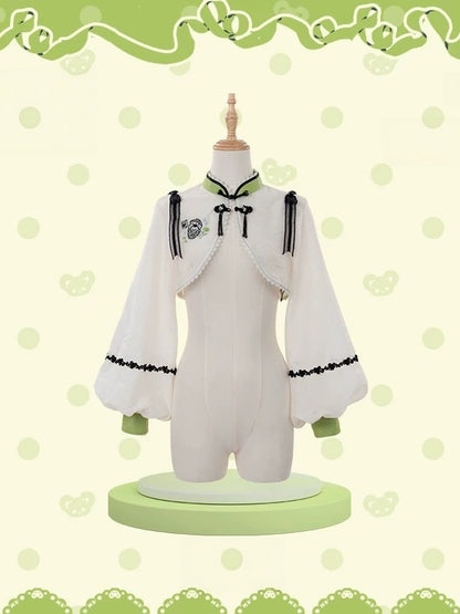 [Pre-order Deadline: October 25] Pink x White/Green x Beige Chinoiserie Lolita Sweet Mandarin Collar Balloon Sleeve Bolero Short Jacket