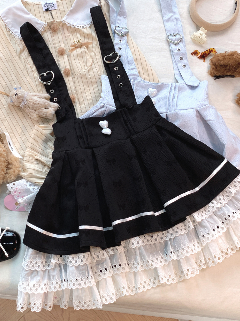 Dark Black Suspender Skirt