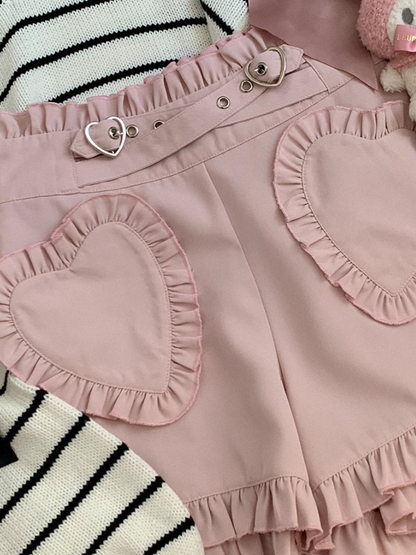 Frill Heart Design Short Pants