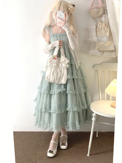 Lace Layered Cake High Waist Dress