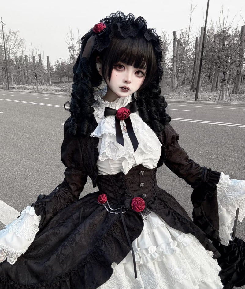 【12月26日予約締切】ブラッドムーンローズラッフルシャツ＋ゴージャスコルセットスカート＋ボレロジャケット＋ヘアバンド