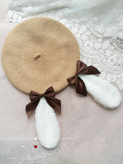 Rabbit ear ribbon beret