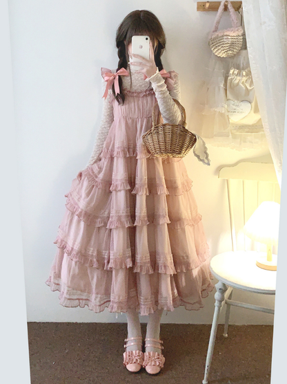 Lace Layered Cake High Waist Dress