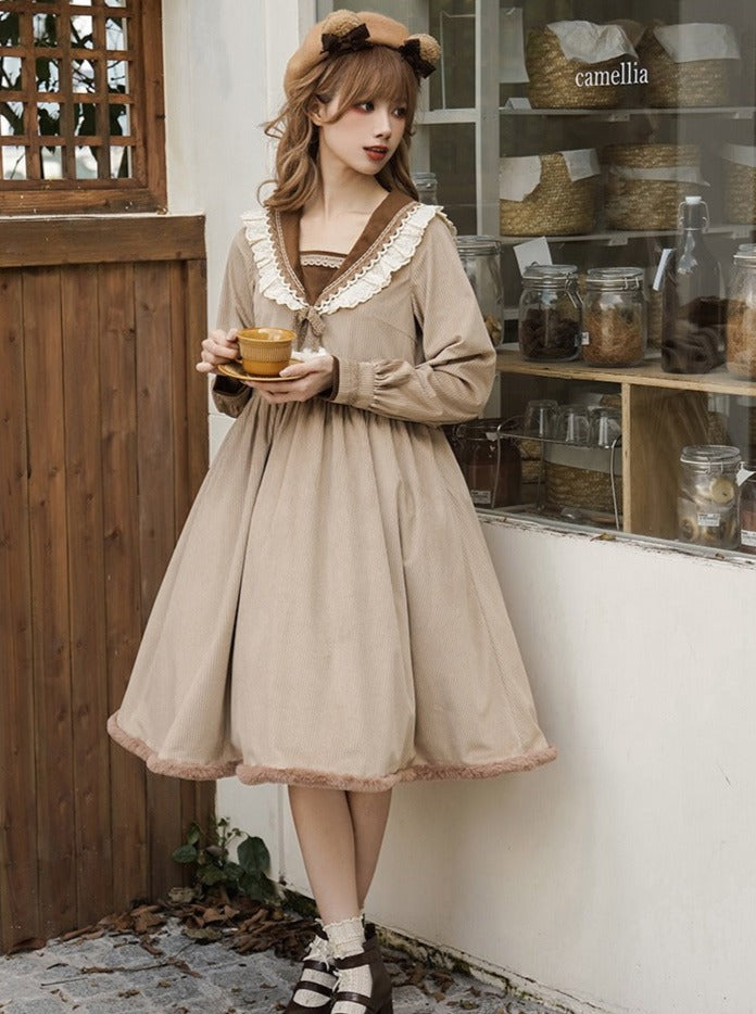 Coco Diary Volume Dress x Girly Coat + Ruffle Skirt