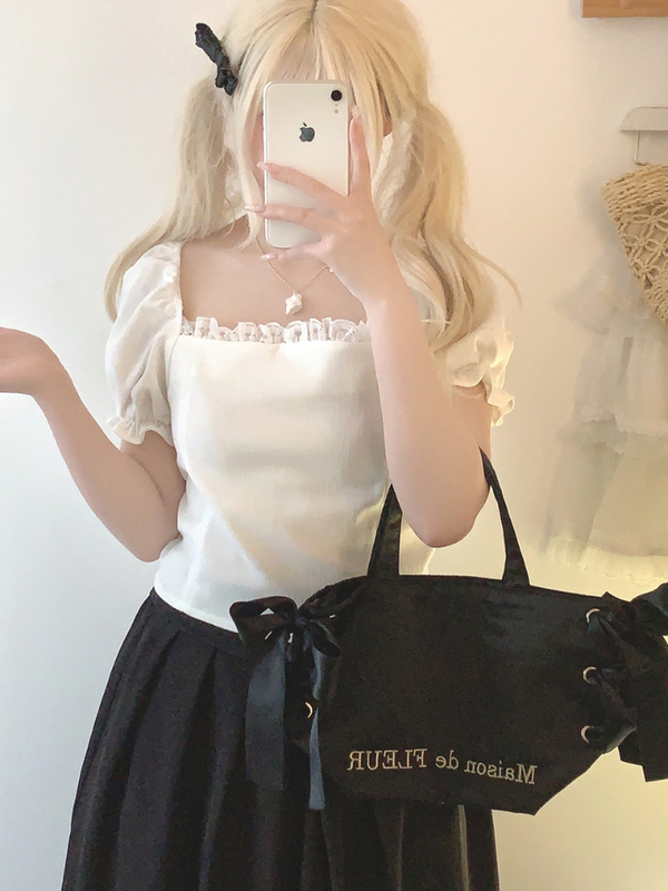 Retro Lace Less Back Design French Tops