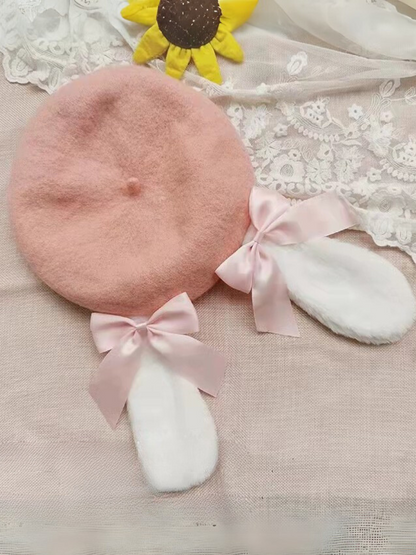 Rabbit ear ribbon beret