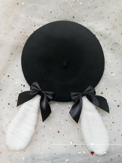 Rabbit ear ribbon beret