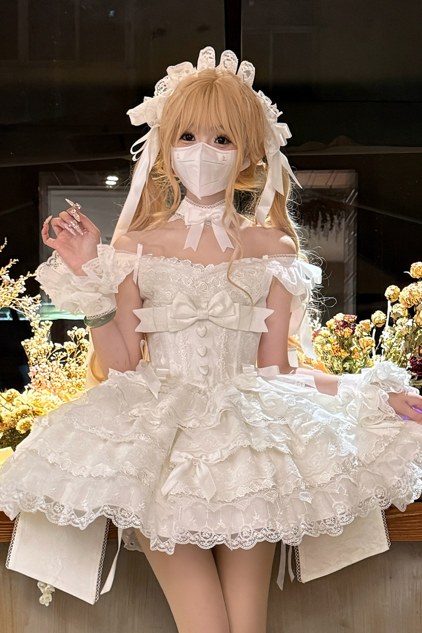 【予約商品】プリンセスバレエケーキロリータドレス+ヘアバンド+ネックレス+スリーブ+テール