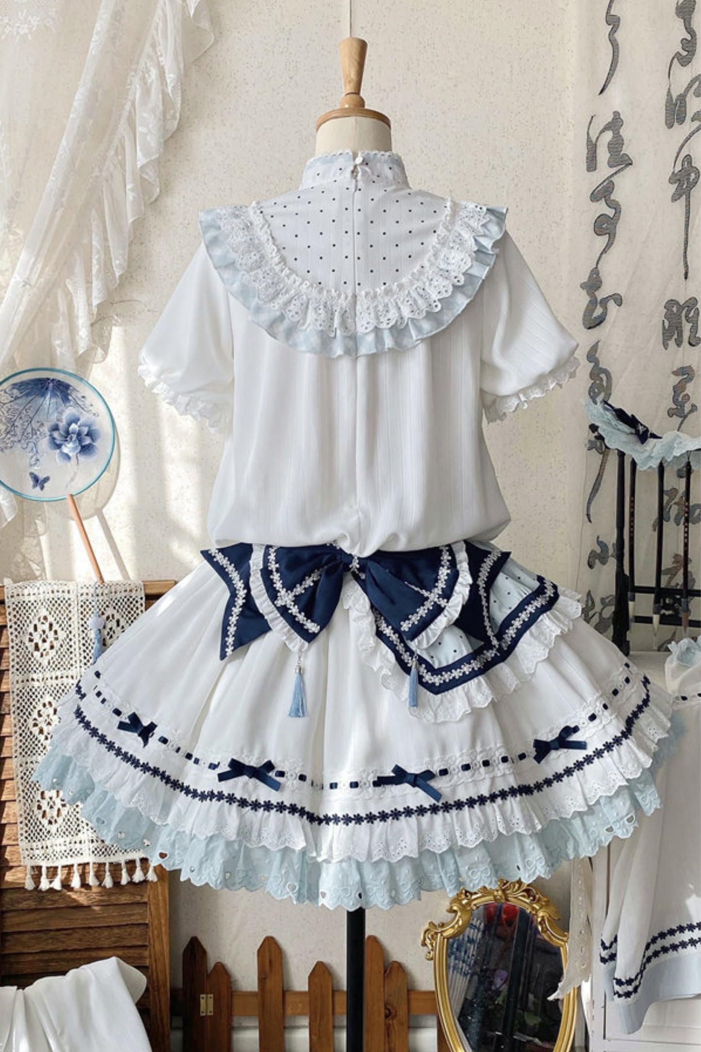 [3월 18일 예약마감] 차이나 드림 원피스 + 점퍼 스커트 + 소매 + 레그 워머 + 머리띠 + 칼라 + 클립 + 리본 + 공주 소매