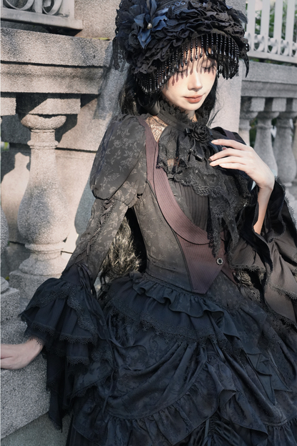 [3월 16일 예약마감] 빅토리아 릴리스 고딕 로리타 셔츠 + 조끼 + 스커트