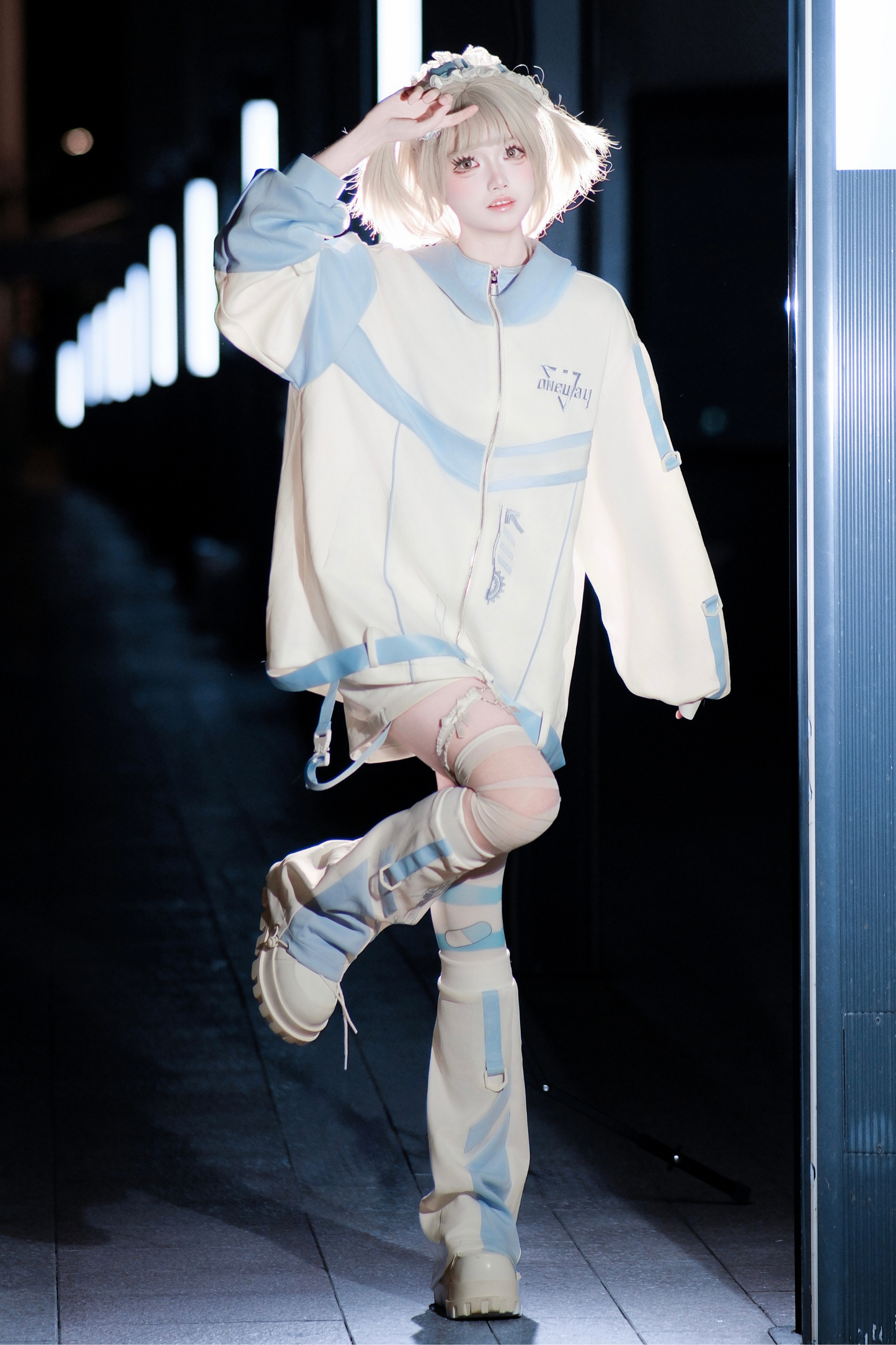 サイバーサブカルジャージジャケット+ショートパンツ+レッグカバー