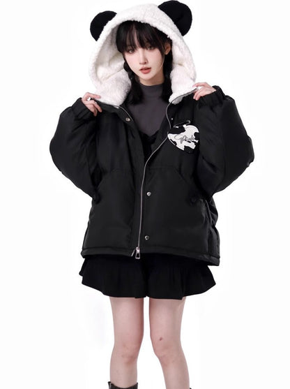 Sweet rabbit jacket + panda jacket + high neck top + shorts + flared skirt