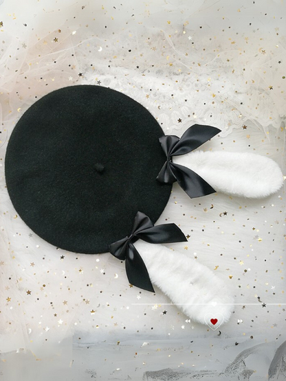 Rabbit ear ribbon beret