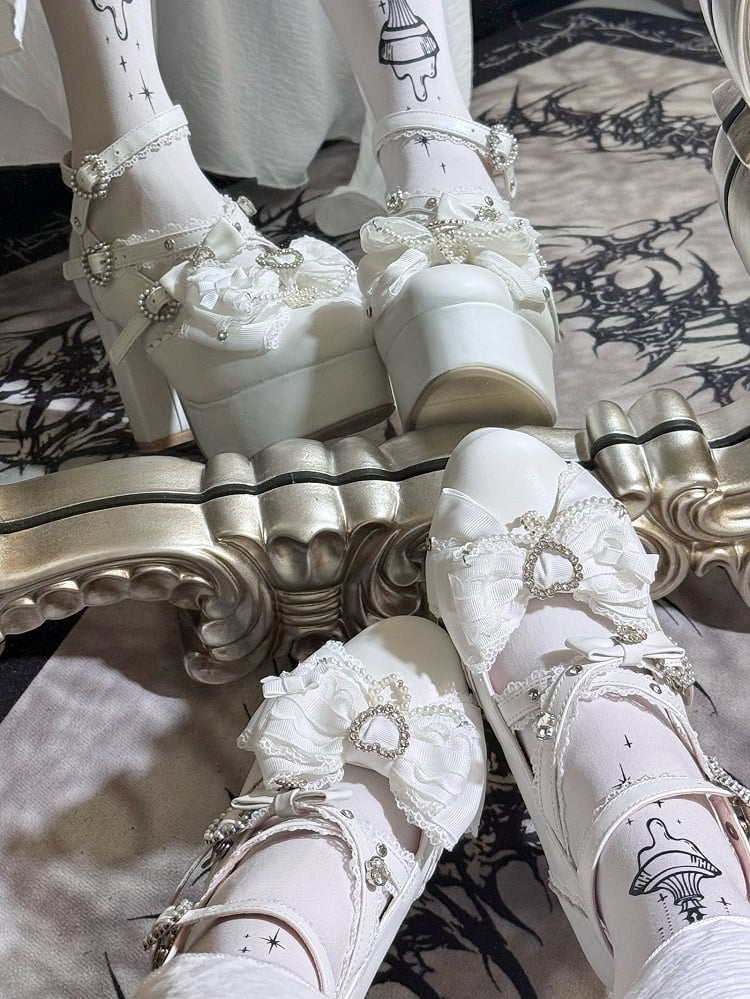 【12月12日予約締切】ジェムストーンパールリボンロリータハイヒール