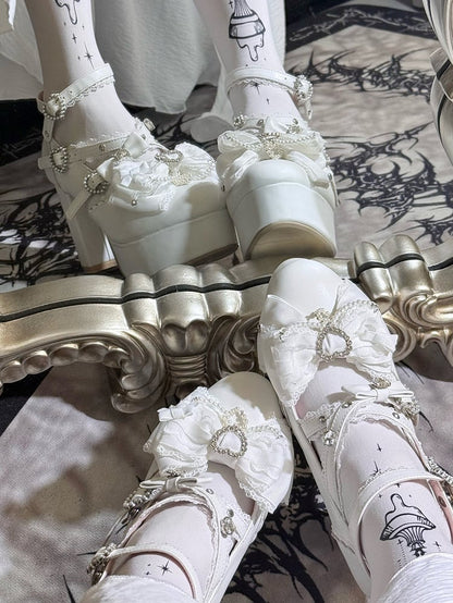 【12月12日予約締切】ジェムストーンパールリボンロリータハイヒール