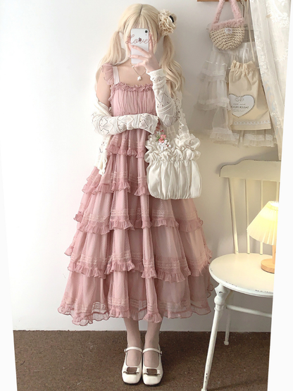 Lace Layered Cake High Waist Dress