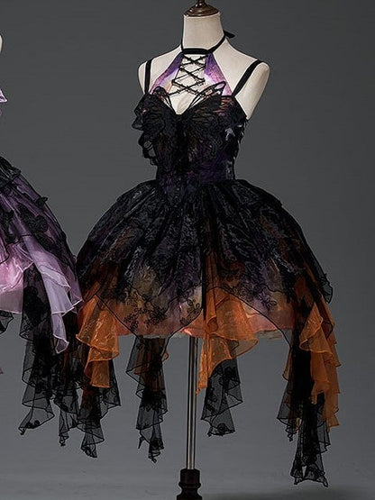 【12月16日予約締切】withered leaf butterfly1.0ゴシックホルターネックバタフライアシメチュールドレス