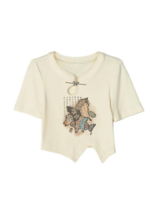 スリットショートオーバーチャイナトップス