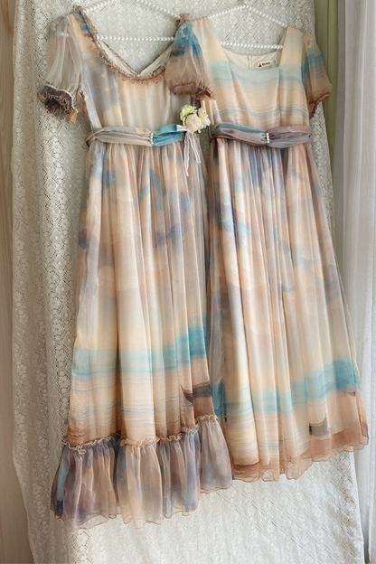 マーブルアートハイウエストマークロリータドレス