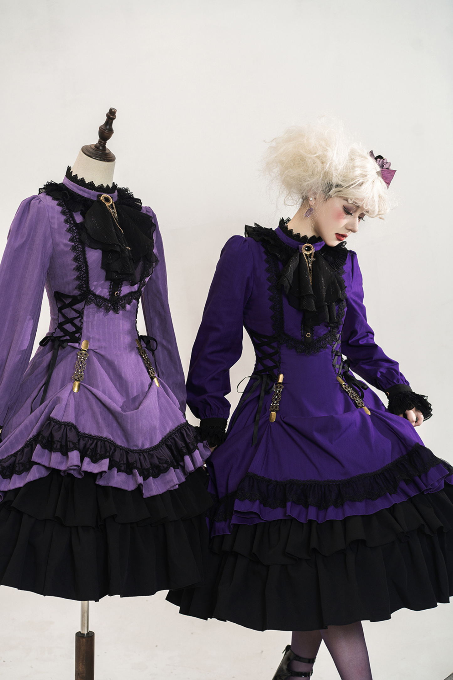 Retro Striped Elegant Gothic Lolita Dress