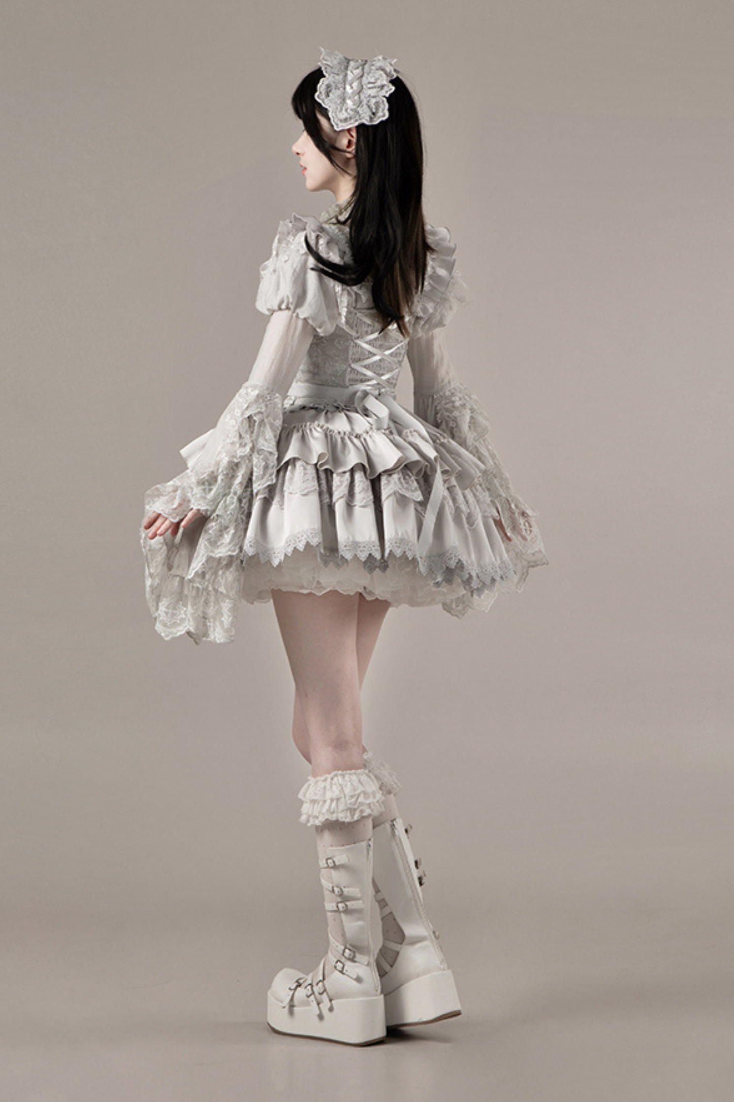 ゴシックロリータスカート+コルセット+ベール+ネックレス+ウエストチェーン