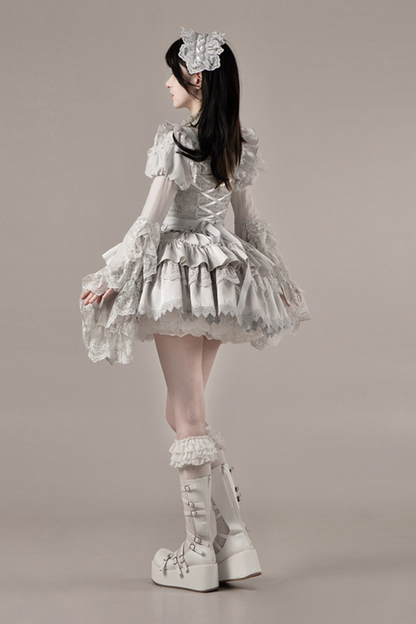 ゴシックロリータスカート+コルセット+ベール+ネックレス+ウエストチェーン