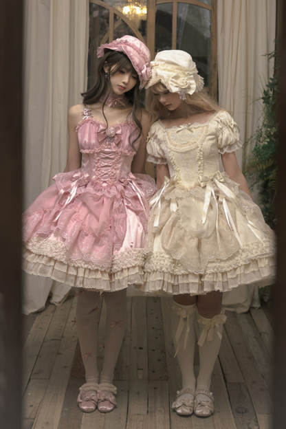 Moon River Lolita Puff Sleeve Top + Vest + Skirt