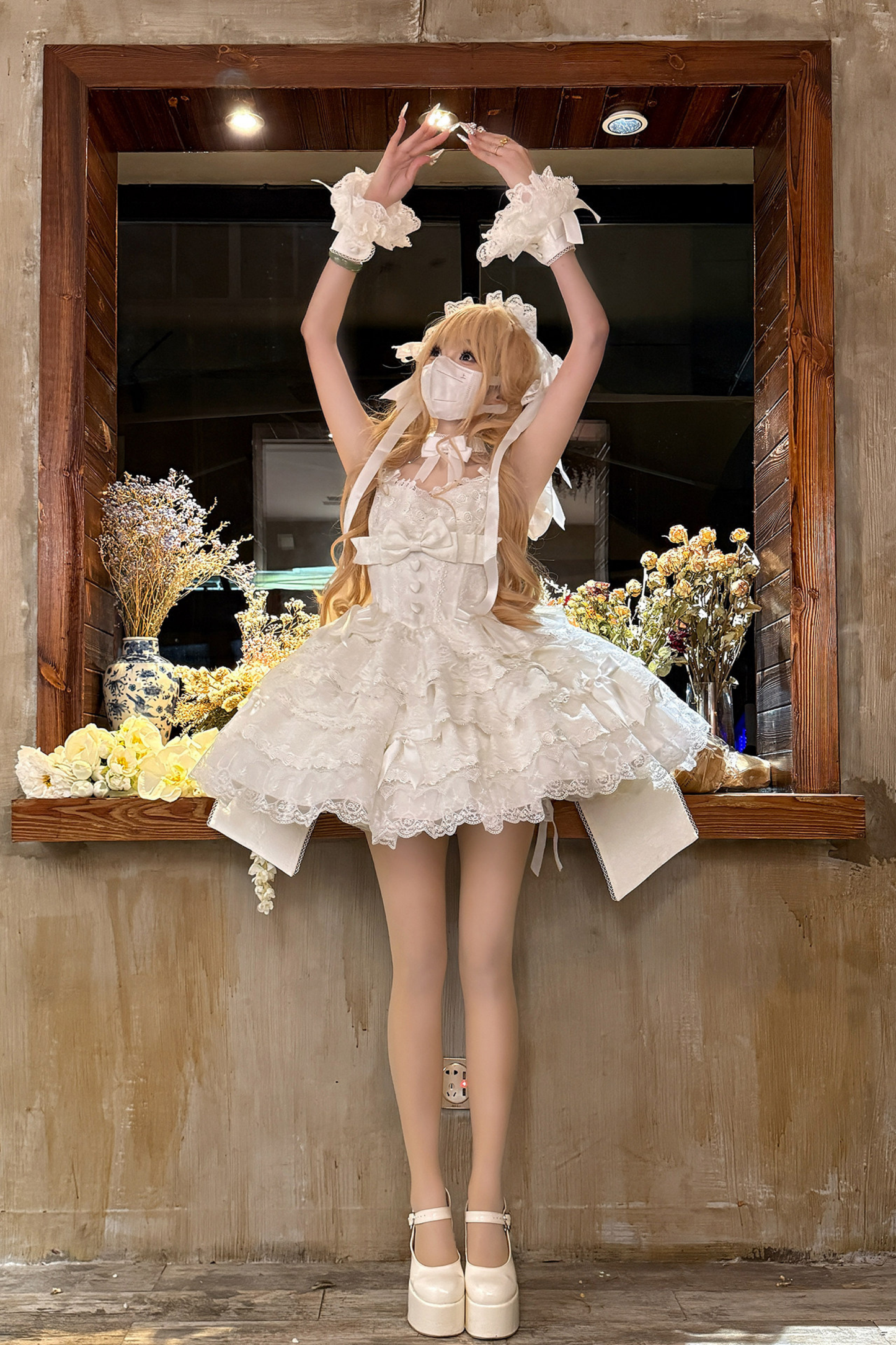 【予約商品】プリンセスバレエケーキロリータドレス+ヘアバンド+ネックレス+スリーブ+テール