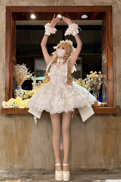 【予約商品】プリンセスバレエケーキロリータドレス+ヘアバンド+ネックレス+スリーブ+テール