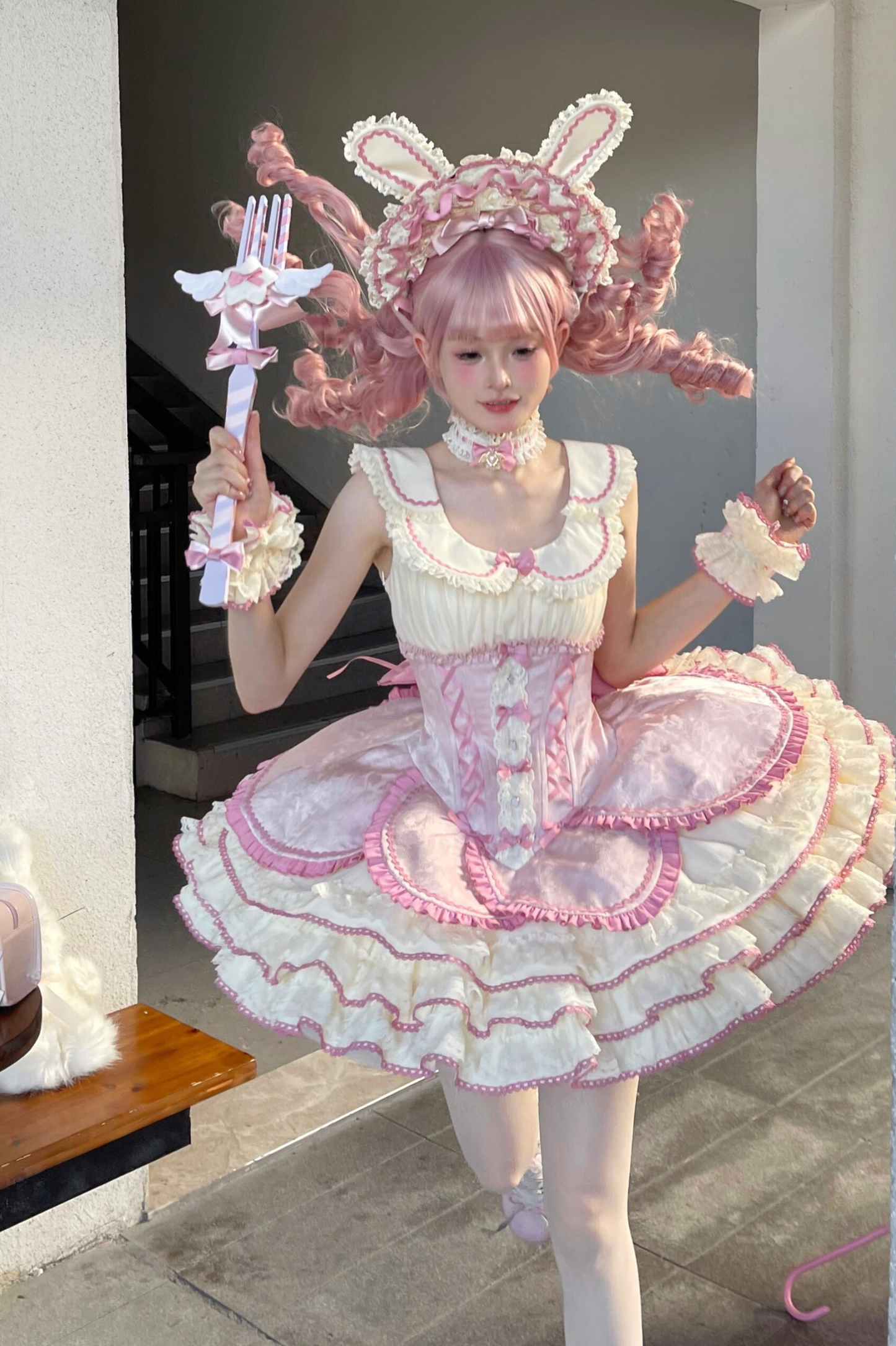 Magical Girl Lolita Dress + Bonnet + Pendant + Sleeves