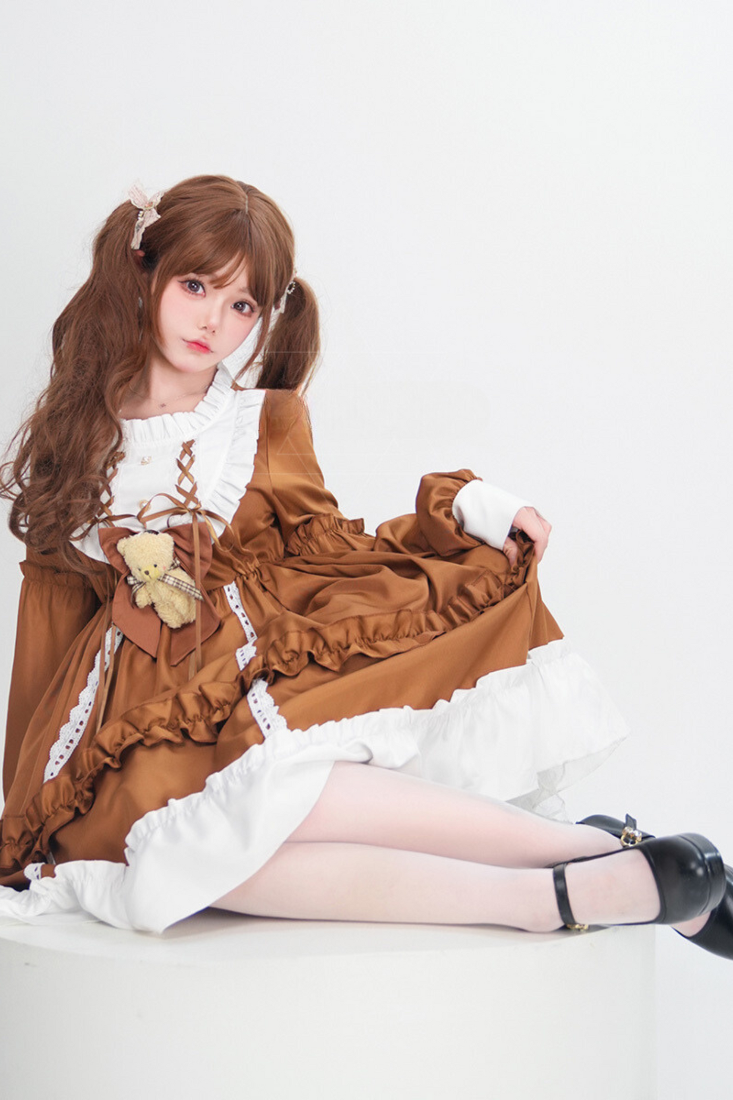 Doll Lace-Up Lolita Dress + Bustle + Bare Ribbon