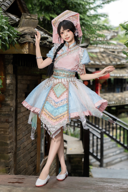 【12月16日予約締切】エスニックロリータツインコーデパフスリーブドレスセット＋ベルスリーブドレスセット