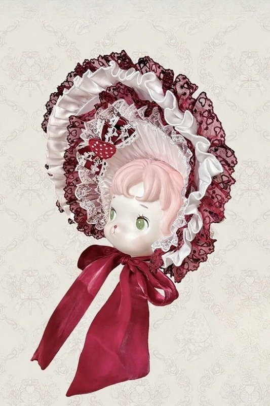 【11月4日予約締切】Strawberry Print Sweet Lolita And Gothic Lolita Series Accessories (Bonnet, Headband, Bone Embroidered Ribbon Brooch, Pair Of Ribbon Hair Clips)